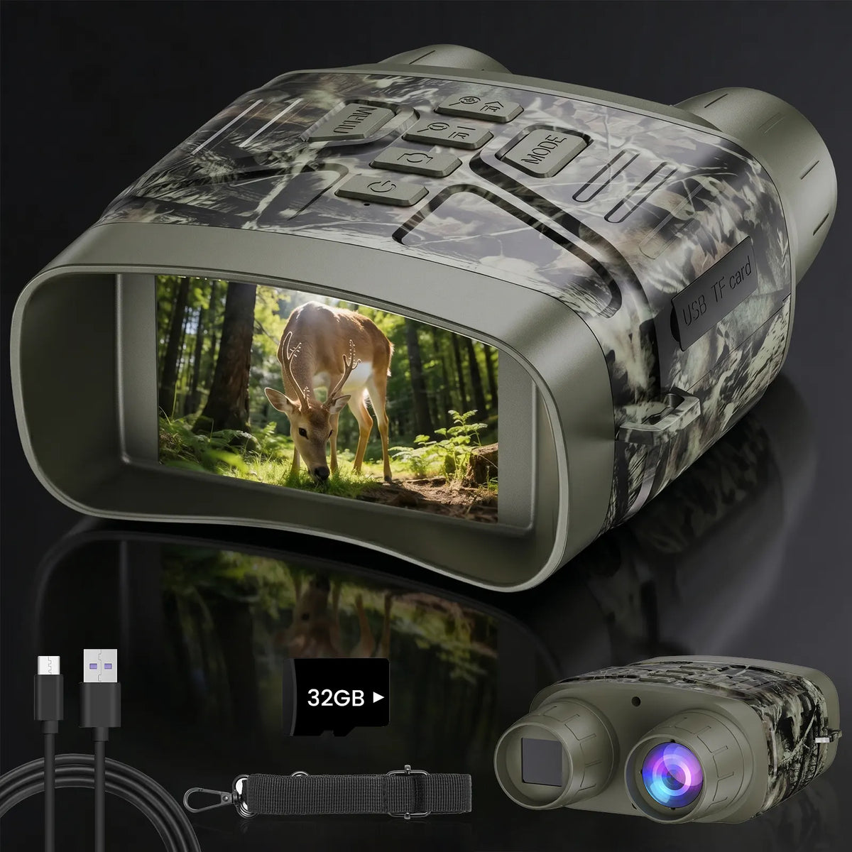 TELUHA Explorer Digital Night Vision Goggles & Binoculars, Camouflage