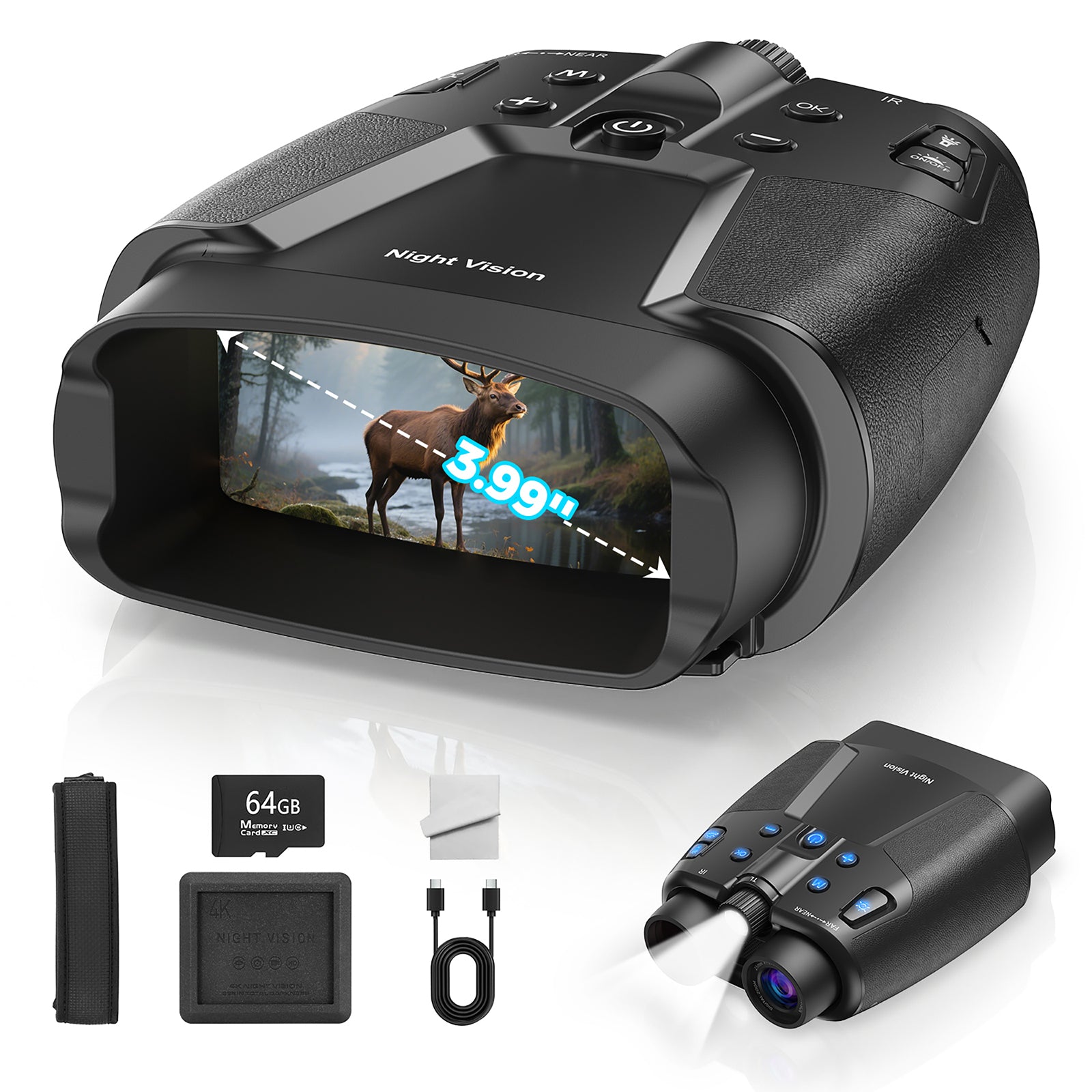 TELUHA Pro Plus 4K Night Vision Goggles & Binoculars | 10,000mAh, 3.99" Screen, 64GB